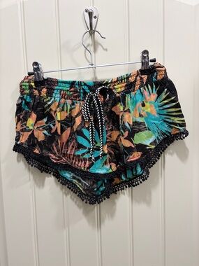 Rip Curl Black Tropical Floral Drawstring Shorts